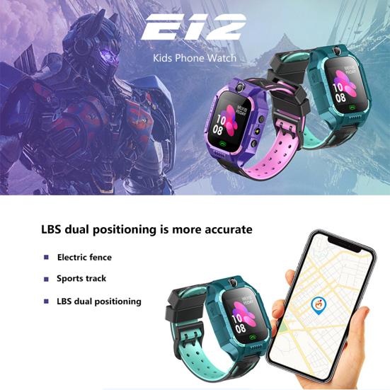 E12 Anti-lost LBS Location SOS Call Camera Fitness Smart Watch for Kids Children