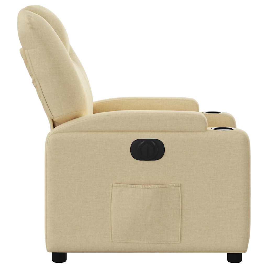 Electric Recliner Chair Cream Fabric