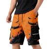 Pantaloncini Cargo da Uomo con Coulisse in Vita e Tasche con Stampa Teschio e Rosa Tema Halloween Vestibilità Larga Stile Streetwear