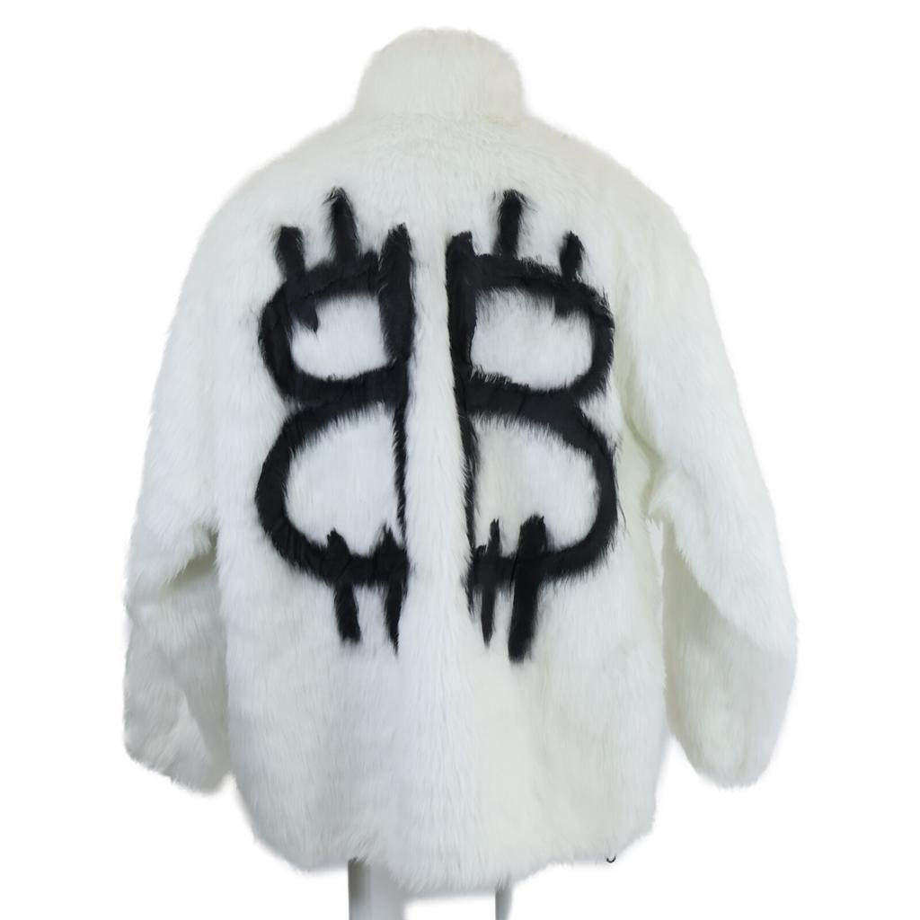 Balenciaga Domestically Authorized 22AW 721789 TNQ30 Back BB Zip-up Fur Coat Jacket/Fur Coat Jacket 32 White X blackUsed
