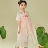 Girls' Princess Style Hanfu Short Sleeve Embroidered Dress
