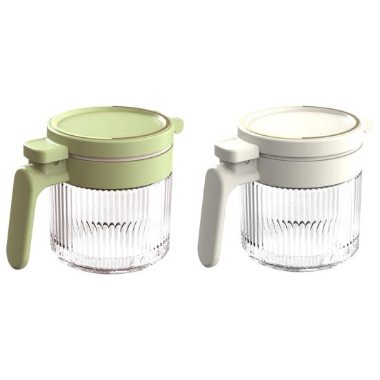 Kryddburk Transparent Dammtät Fuktsäker Förtjockad Bra tätning Presstyp med sked Stor kapacitet Sockersaltpulverförvaringsflaska