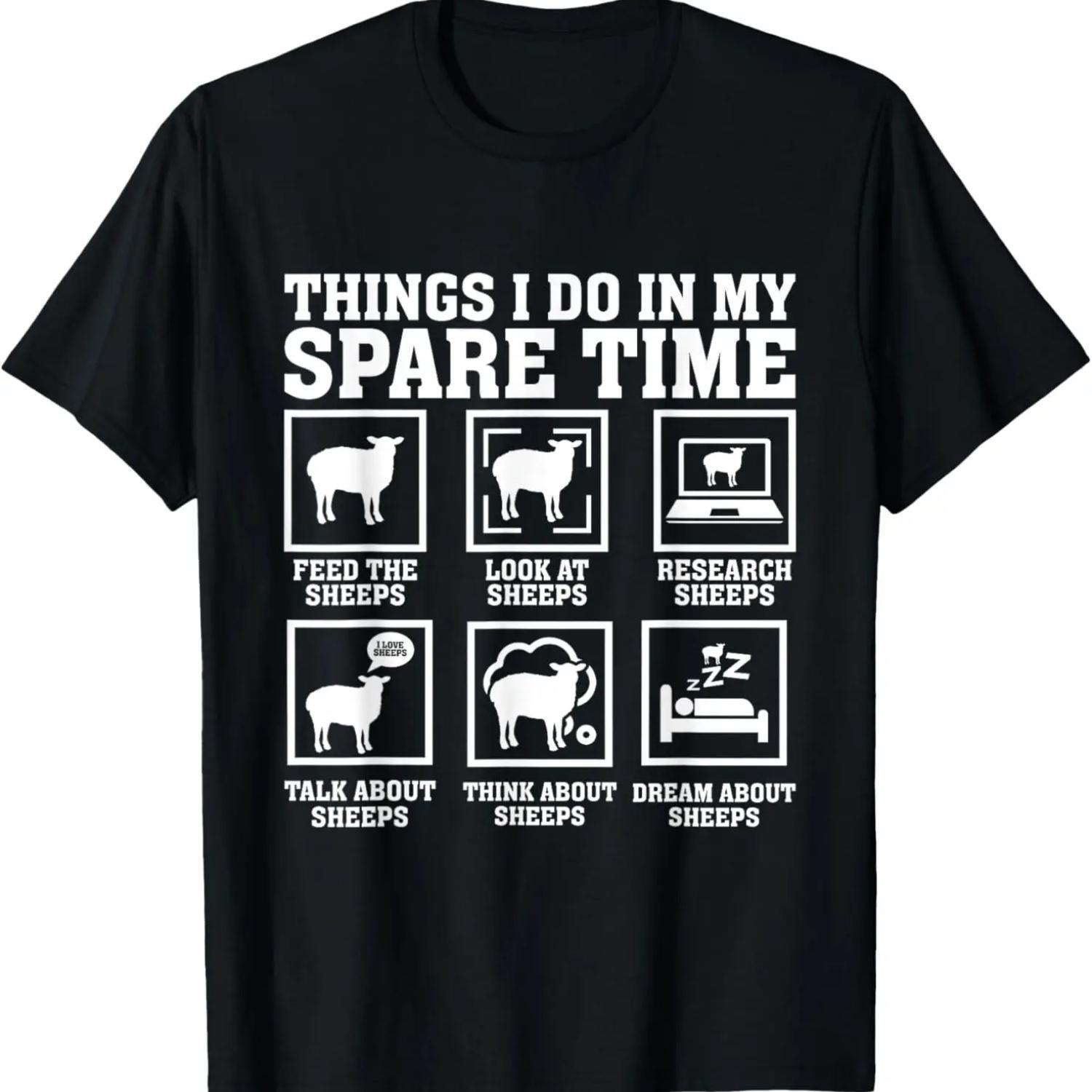 Things I Do In My Spare Time Sheeps funny sheep Lover sheep T-Shirt S чёрный