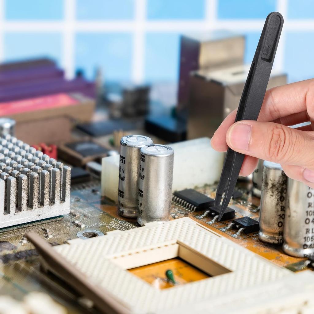 8 PCS Precision Plastic Tweezers, 4.7 Inch Length Precision Anti-Static Tweezers with Curved and Straight Tips for Electronics Assembly,