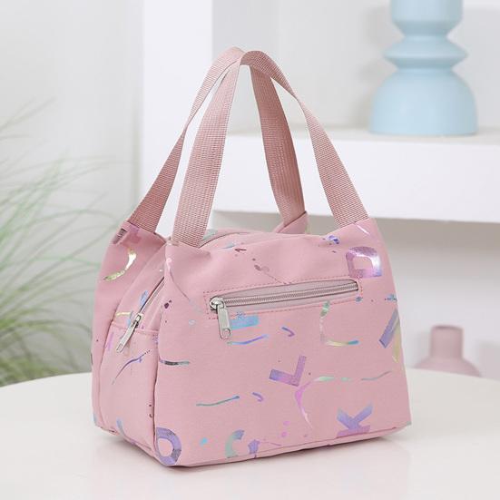 Letter Print Lunch Bag Waterproof Lunch Tote Reusable Lunch Carrier Box Bag for Women Men Commuting Camping Picnic