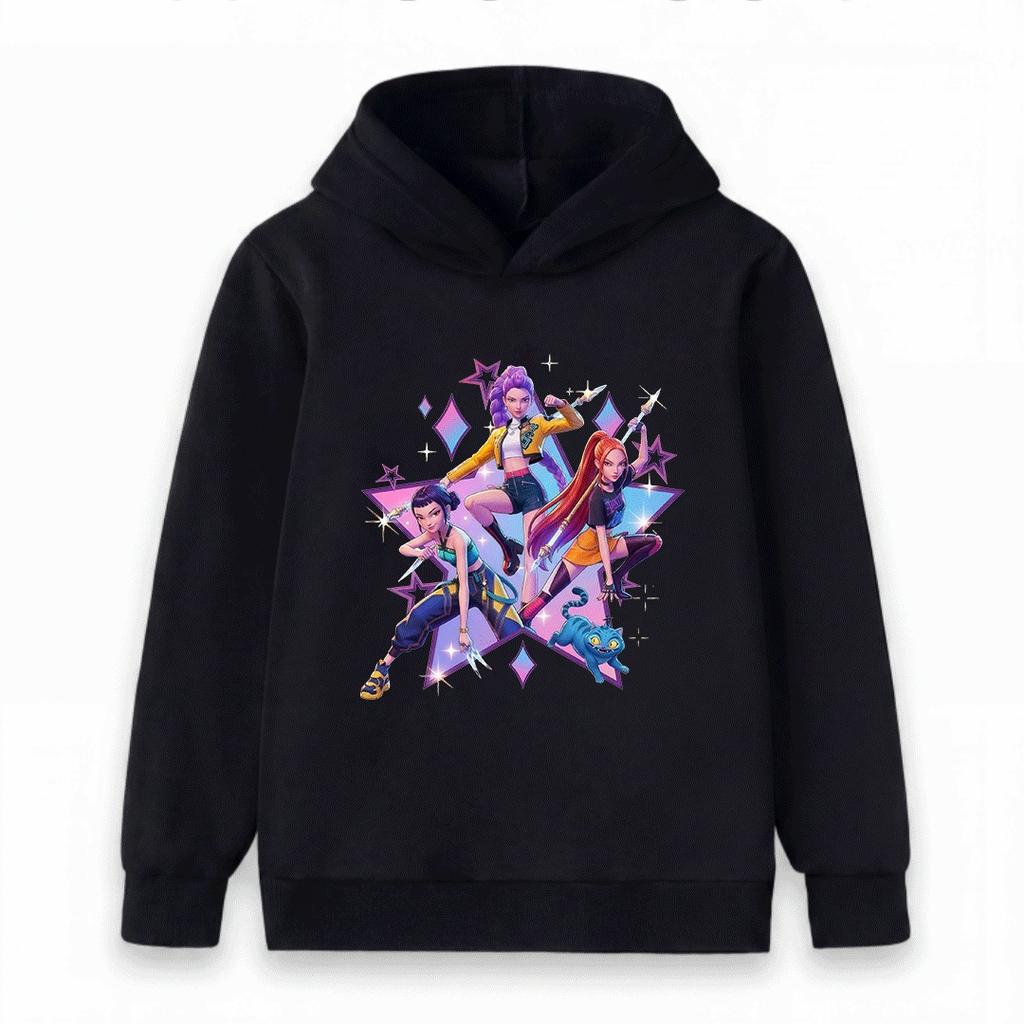 Kids Girls Boys Hoodie Cartoon 3 Action Characters Print Casual Long Sleeve Pullover Sweatshirt for Children