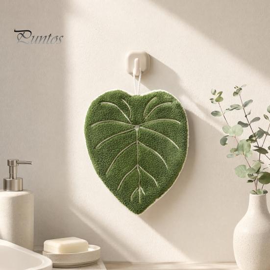 Bathroom Decor Hand Towel Leaf Shape Towel, Soft Absorbent with Hanging Loop, Decorative Shaped Cute Maple Ginkgo Design for Kitchen Drying Loop