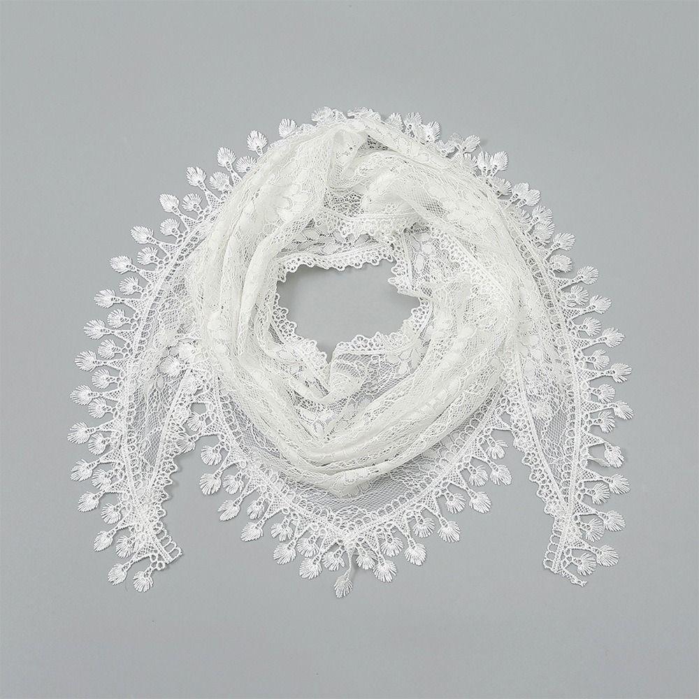 Thin Lace Flower Hair Scarf Shawl Vintage Triangle Head Scarf Bandanas for Women  Photography
