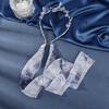 Double Rhinestone Pearl Bow Ribbon Headband Dark Blue Hair Bands Head Hoops For Women Retro Summer Simple Headbands Accessories