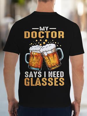 Men's 3D Printed Beer Black Sports Outdoor T-shirt