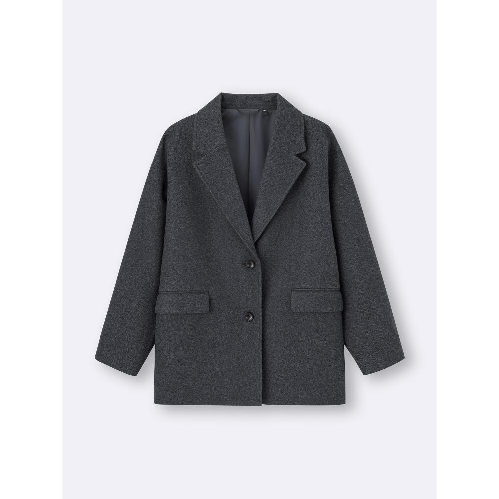 Gu Cozy Melton Half Coat Model