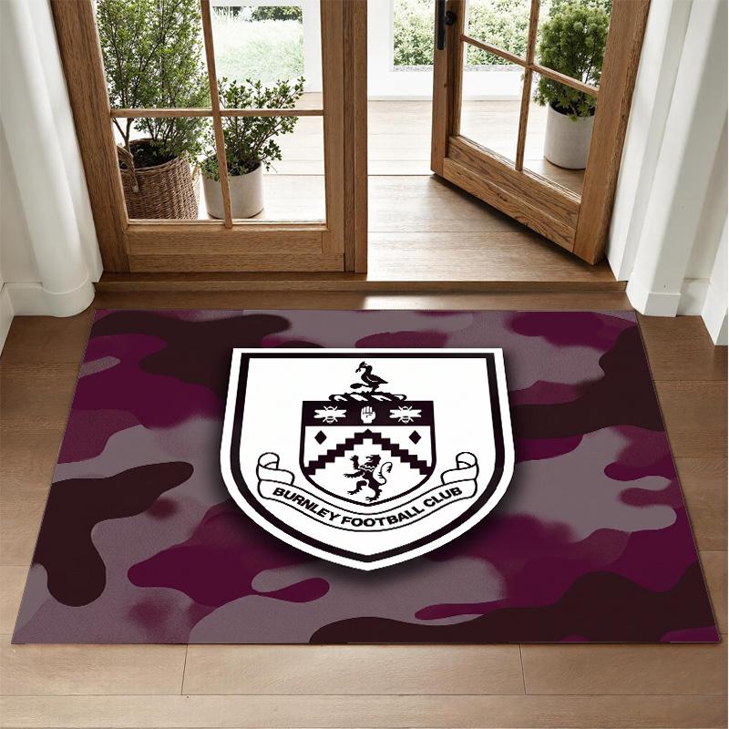 Burnley Football Design Crystal Velvet Rug Soft Decorative Mat for Bedroom Entrance