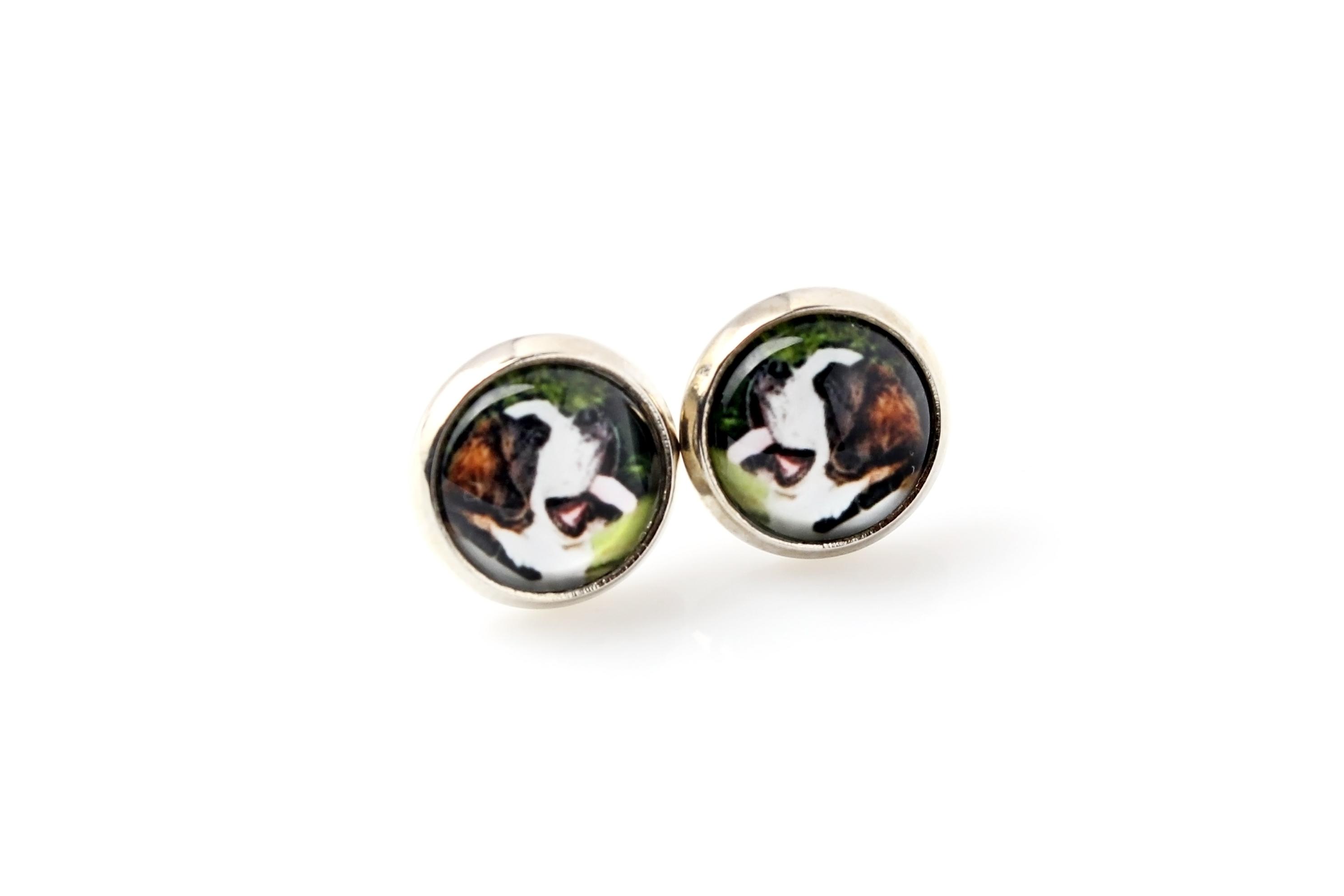 

St. Bernard, Saint Bernard, Alpine Mastiff, Bernhardiner - earrings your photo handmade, own photo, jewelry from the Art.-Dog brand срібний
