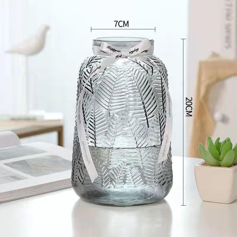Nordic Cone-Shaped Transparent Glass Vase for Lucky Bamboo and Flowers