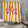 La Dolce Vita Striped Shower Curtain Machine Washable All Season Waterproof Privacy Protection Modern Design Fun Hooks Included