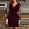 Women's Mesh V-neck Sequin Fashion Elegant Dress Slim Fit Sexy Dress