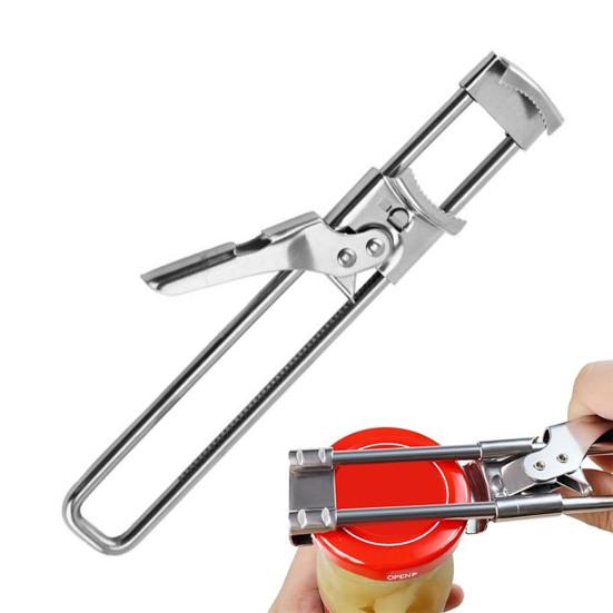 Bottle Opener for Weak Hands Easy Grip Lid Opener Adjustable Stainless Steel Jar Opener Ergonomic Kitchen Tool for Seniors