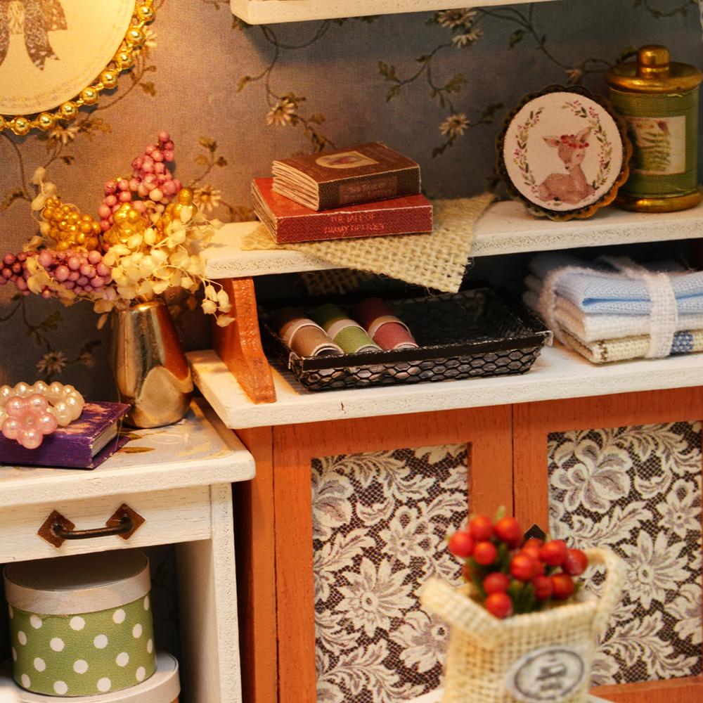 DIY Miniature Dollhouse Kit Realistic Mini 3D Wooden House Room Craft with Furniture LED Lights