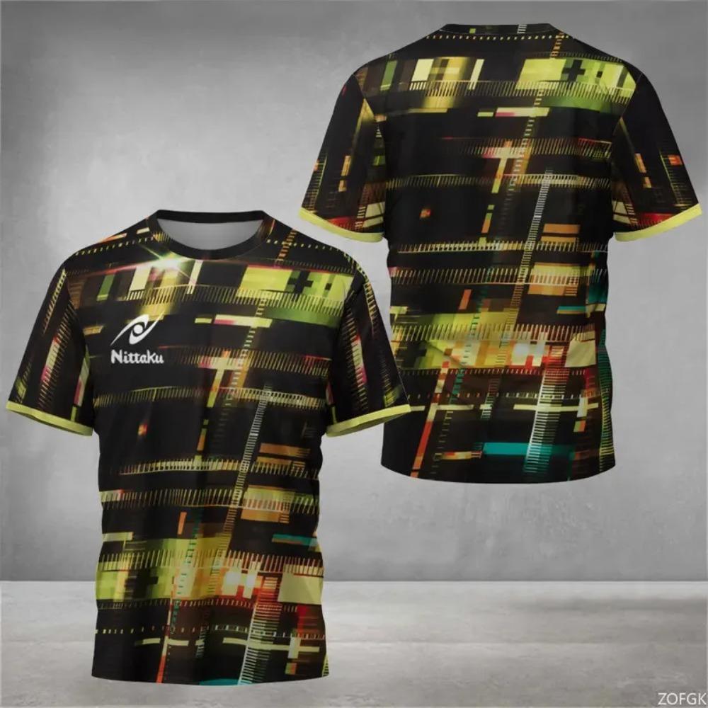 Digital Bonito Printed Men's Table Tennis Summer Sports Table Tennis Training Quick-Drying T-Shirt