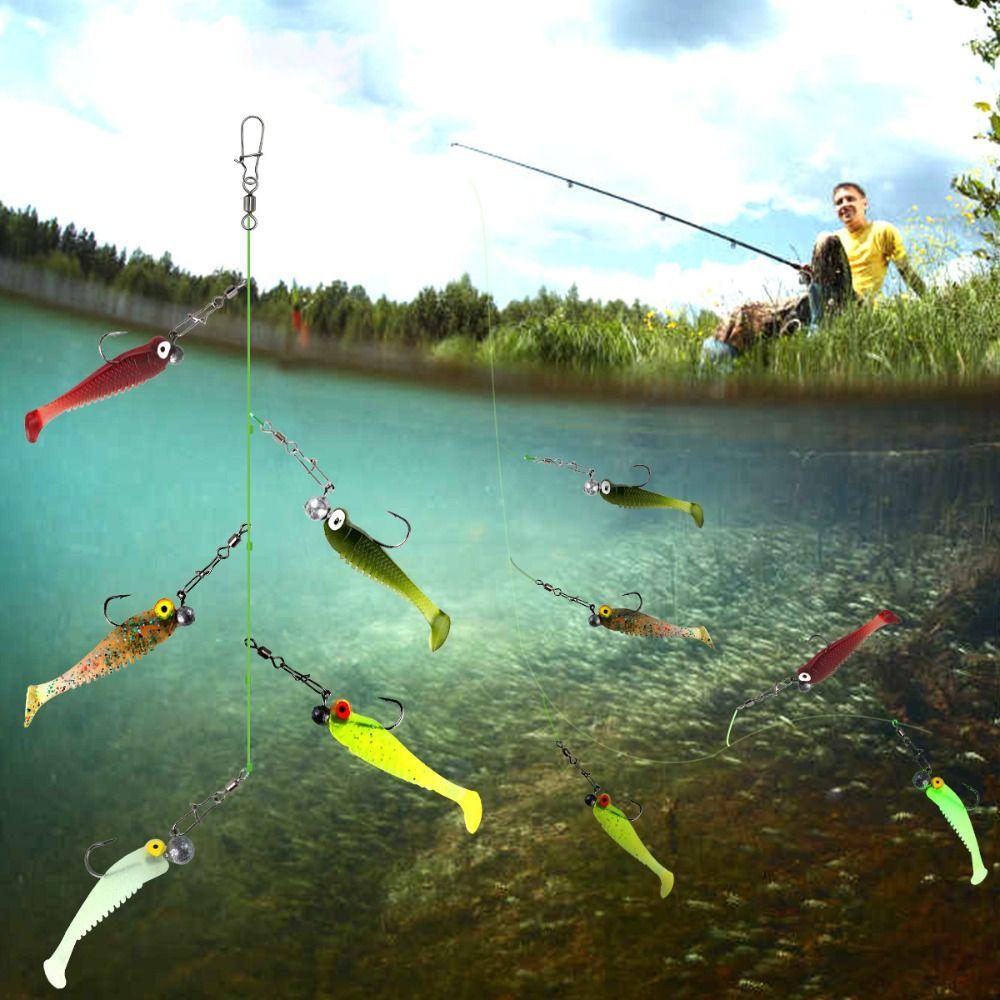 Silicone Cluster Fish Lure Anti-hanging Sole Swivel Pin Fishing Lure Set Soft Sharp Fish Hook Fishing Set-up Saltwater Fishing