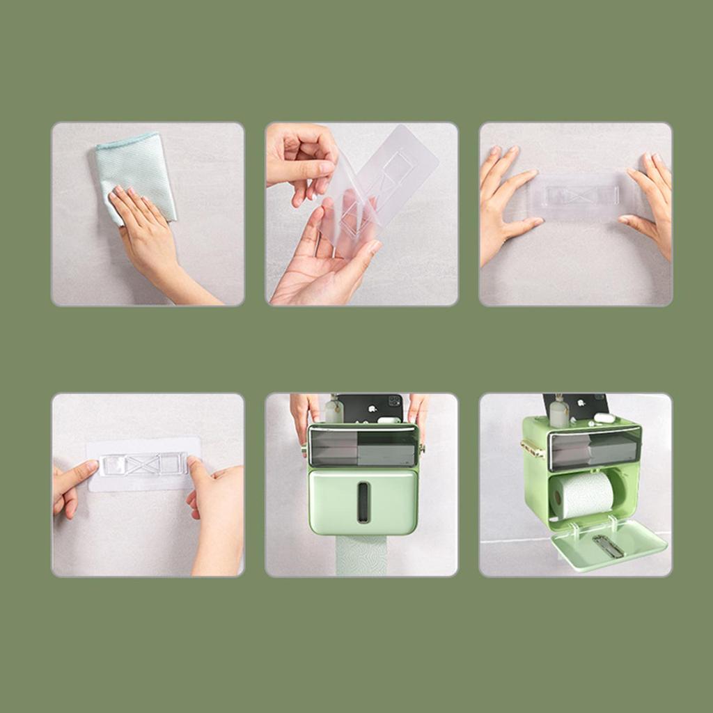 Multifunction Tissue Box Holder , Dispenser Accessories with Shelf Organizer Roll for Hotel