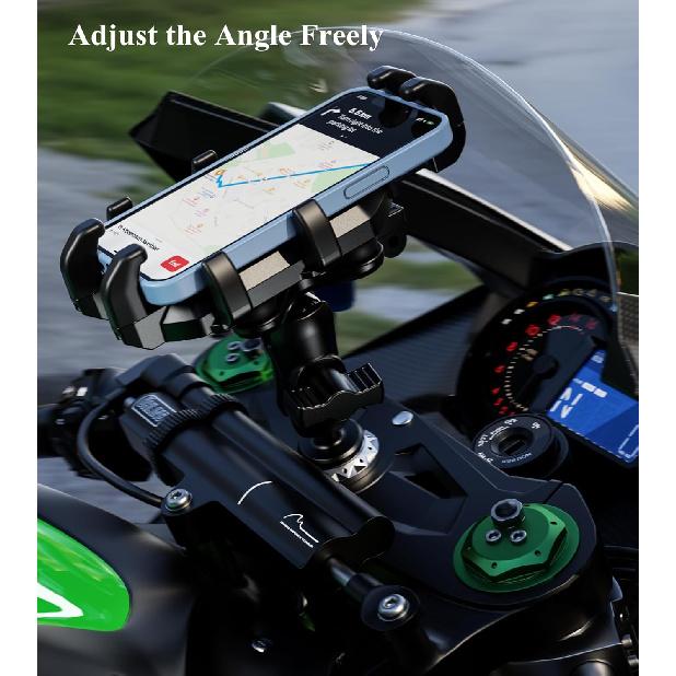 BRCOVAN Motorcycle Fork Stem Phone Mount Holder With Vibration Dampener, Heavy Duty Cellphone Cradle Fit Stem Tubes 12Mm-25.4Mm In Diameter,