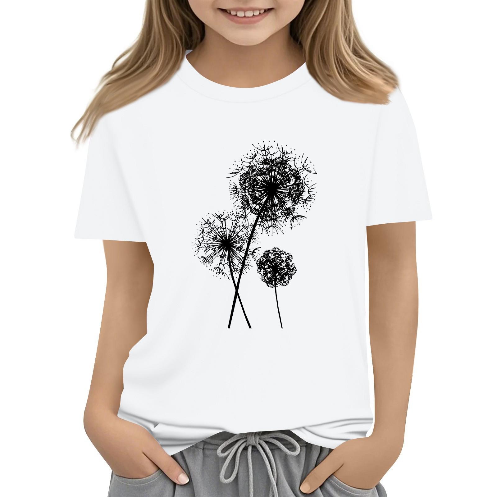 

Летний детский топ с круглым вырезом, футболка с короткими рукавами и принтом, базовый топ 130 белый