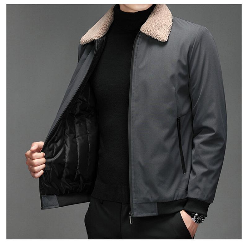 Jacket Men's Winter Thickened Warm Cotton Clothes for Young and Middle-aged Business Casual Jackets Lapel Fur Collar Versatile Tops