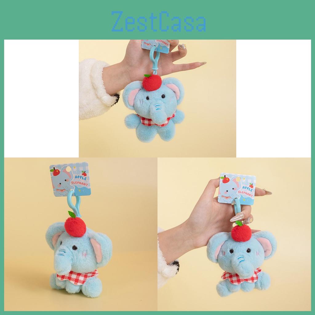 Adorable Apple Elephant Plush Keychain With Soft Fur Bag Ornament Doll Gift