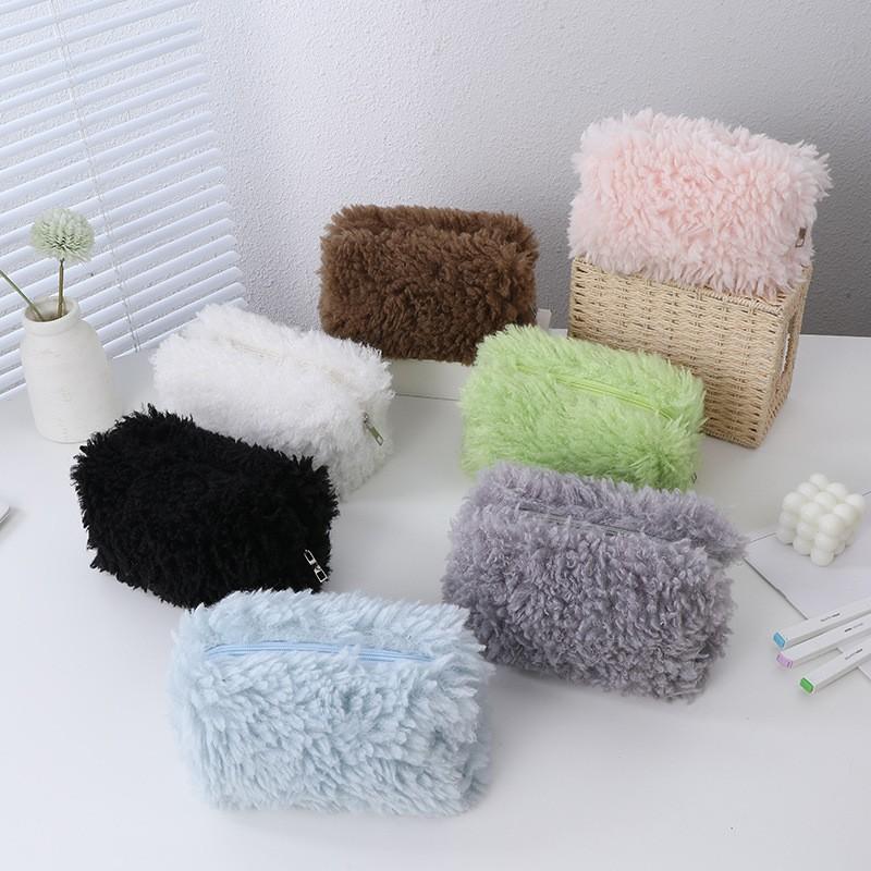 New Korean Style Cute Large Capacity Cosmetic Bag Portable Plush Storage Bag Instagram Style Skin Care Products Washes Storage Bag