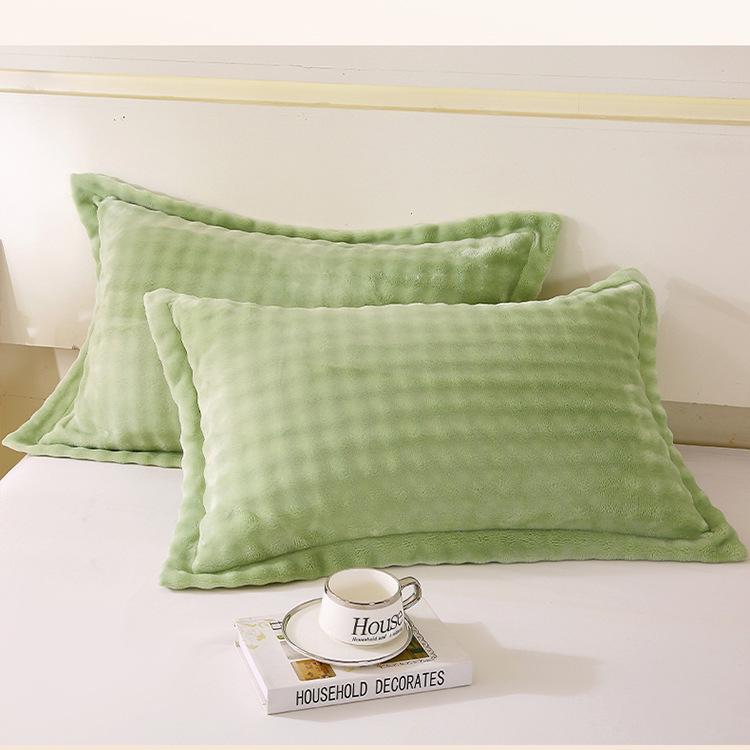 Set of 2 Thick Velvet Flannel Pillowcases - Winter Coral Fleece, Single or Double Size