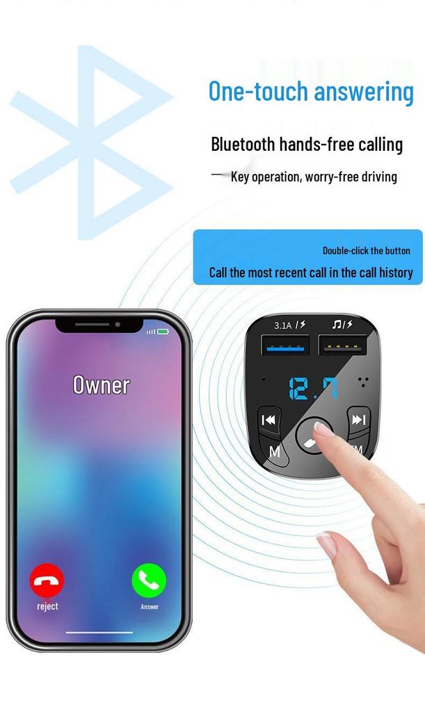 Bluetooth Car MP3 Player & USB Charger with Phone Transmitter