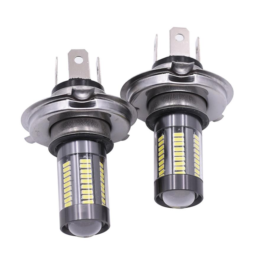 100W 6-Side White 6000K H4 9003 HB2 66-LED 12V-24V Hi/Lo Beam Headlight DRL Fog Lamp Driving Light Bulb for Motorcycle