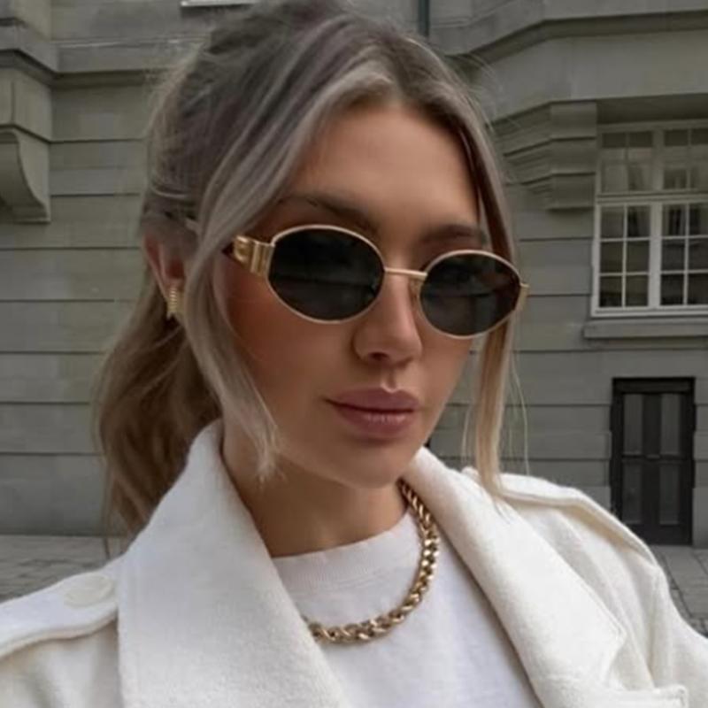 Fashion Oval Sunglasses Women Vintage Metal Frame Classic Sun Glasses For Ladies Trendy Shades Men Luxury Brand Outdoor Eyewear