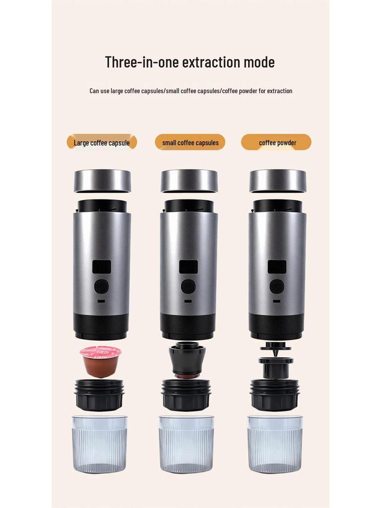 Rechargeable Portable Electric Coffee Maker - Automatic Pump & Heating for Outdoor Use with Capsules