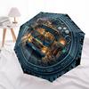 Urban Transit Circle pattern umbrella, portable and foldable design, 8 ribs, a casual accessory for Halloween, Christmas, and birthday gifts.