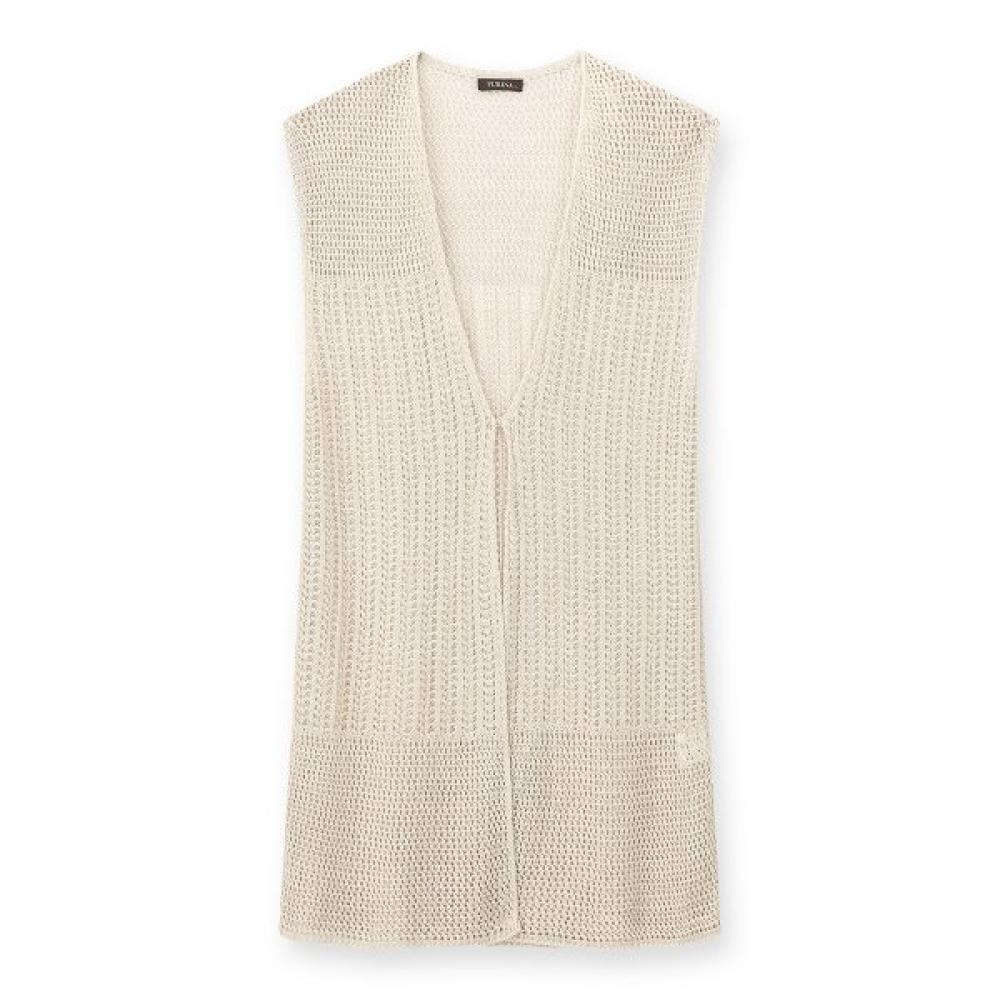 Furina Soft Linen Mesh Knit Vest Scallop Ivory/M (90)