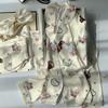 Ice Silk Pajamas Girlish Cartoon Print Long-Sleeved Silk Thin Loungewear