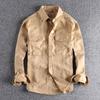 Men's Retro Khaki Workwear Shirt Jacket with 3D Pockets - Spring/Autumn Trend