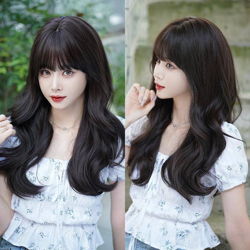 Professional  WIGS Long Body Wavy Sakura Pink Wig for Sweet Girl High Density Synthetic Loose Curly Hair Wig with Bangs Beginner Friendly