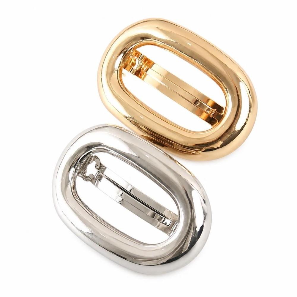 Gold Spring Hair Clip Elliptical Hollowed Out Ponytail Hairpins New Barrettes  Headwear