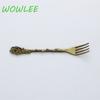 2PCSEuropean Dessert Fruit Fork Stainless Steel Long Handle Cake Snack Fork Embossed Tableware Salad Fork Kitchen Utensils
