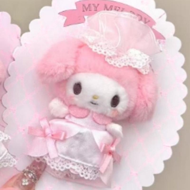 My Melody Wedding Series Pink Dress White Dress Plush Brooch Pin Brooch Plush Doll Pendant Cute Girly Birthday Gift Ornament