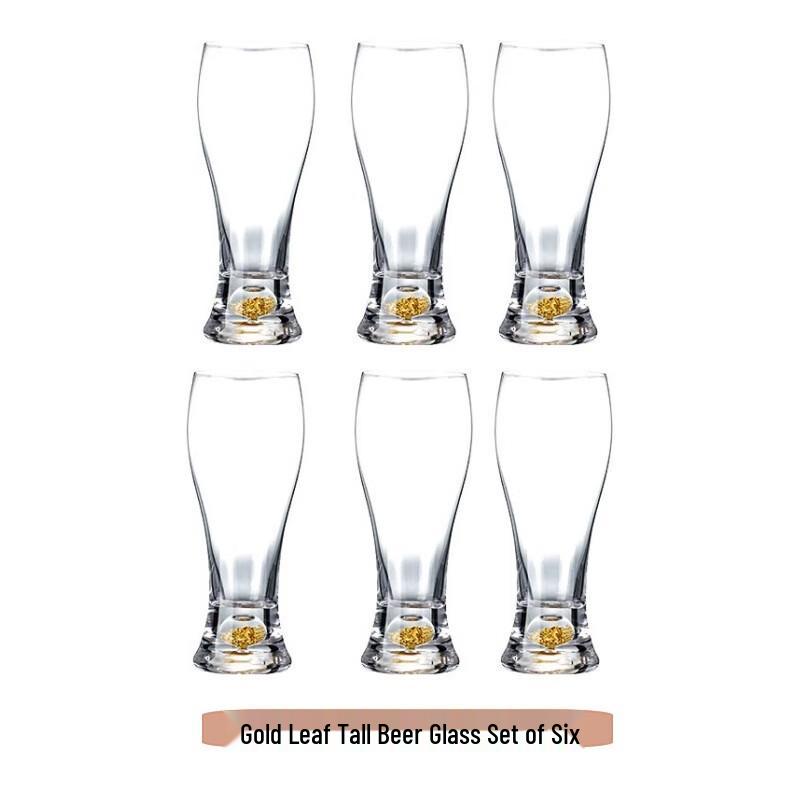 

Crystal Glass Gold Foil Beer Mugs - Set of 6