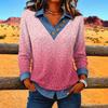 Women's Casual V-Neck Button Trim Leopard Print Long Sleeve Top for Everyday Wear