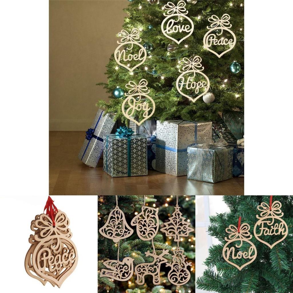 6pcs Christmas Decoration Wooden Pendants Unique Xmas Tree Hanging Ornament Collection
