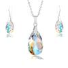 2/3PCS High-Quality Colored Crystal Water Drop Earrings & Pendant Necklace Jewelry Set For Women Bridal Engagement