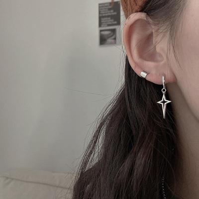 Simple HipHop Alloy Metal Hollow Star Circle Hoop Earrings For Woman Vintage Men Party Jewelry Gift