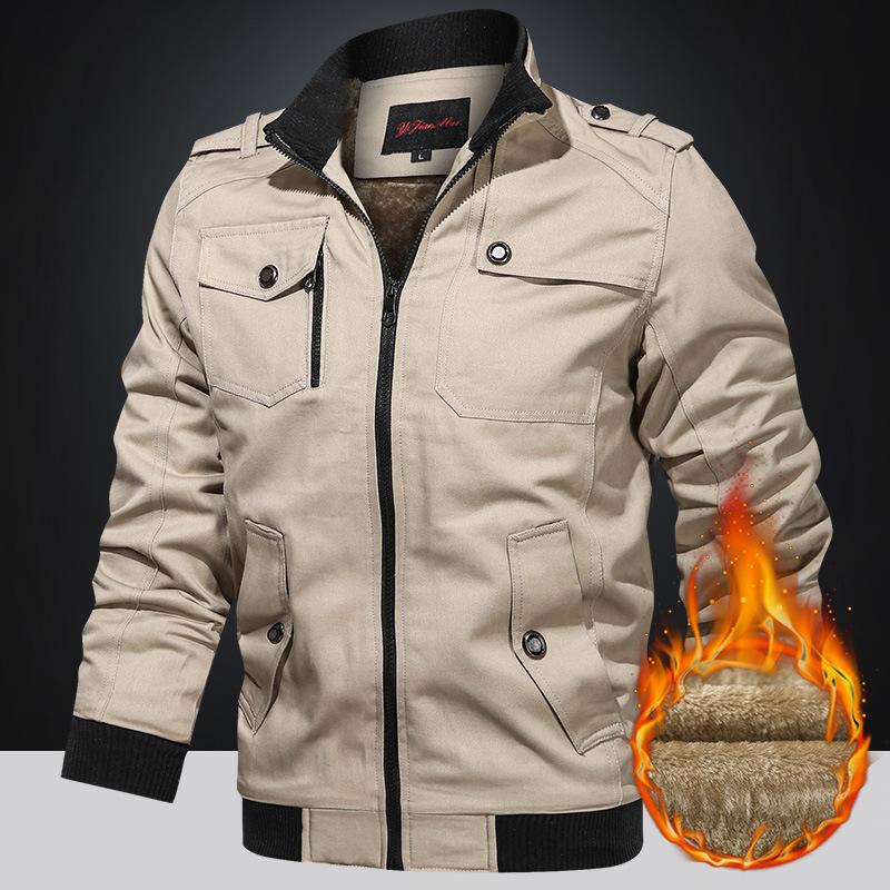 Stand Collar Jacket, Men's Washed Jacket, Cotton Military Suit, Outdoor Casual Jacket