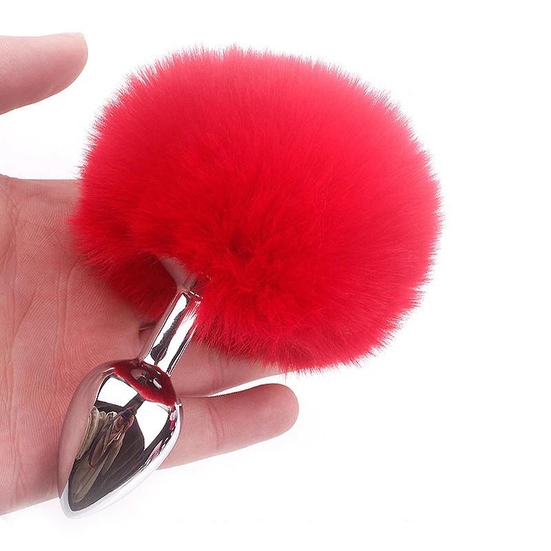 Anal Plug Rabbit Tail Role Play Stainless Steel Prostate Smooth Touch Metal Bunny Tail Sex Toys for Women Men Gay